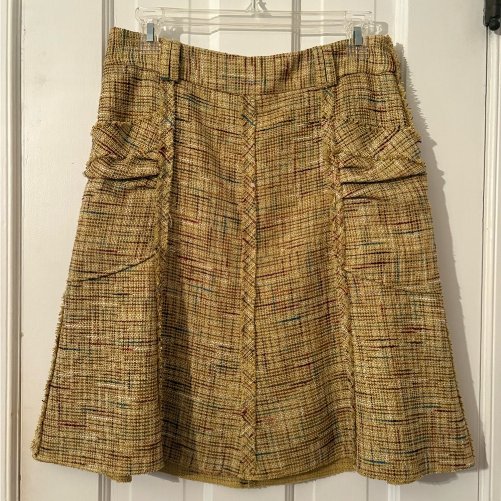 To the Max Yellow Tweed Fabric skirt